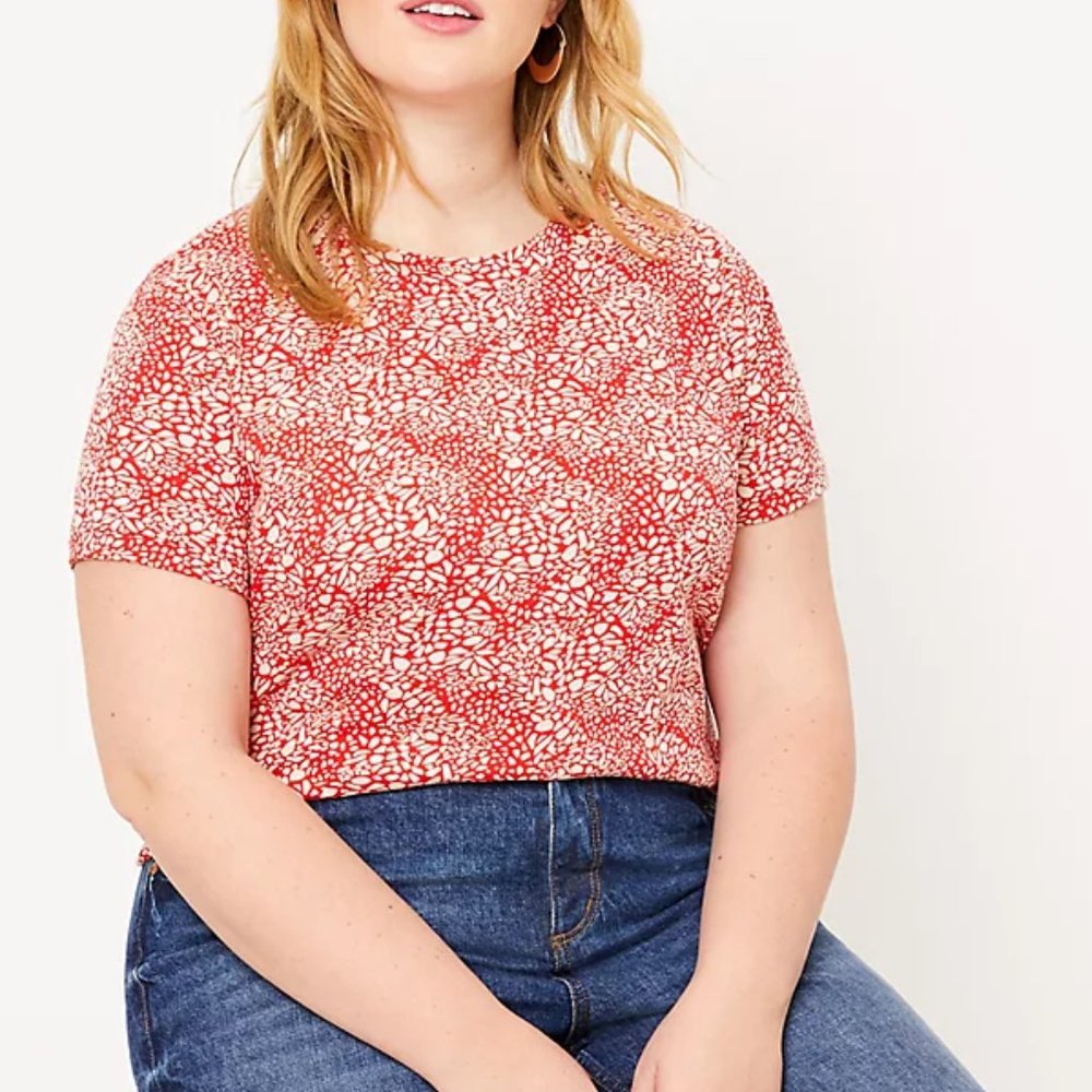 LOFT | Plus Animal Print New Crew Tee